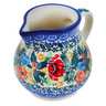 Polish Pottery Creamer 7 oz Blue Daisy Bouquet UNIKAT