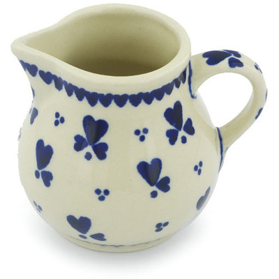 Polish Pottery Creamer 7 oz Blue Heart Trio
