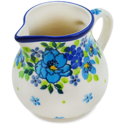 Polish Pottery Creamer 7 oz Blue Kissed Petals UNIKAT