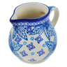 Polish Pottery Creamer 7 oz Blue Poinsettia UNIKAT