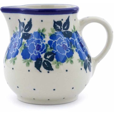 Polish Pottery Creamer 7 oz Blue Rose