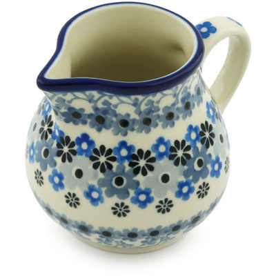 Polish Pottery Creamer 7 oz Delicate Blue Composition