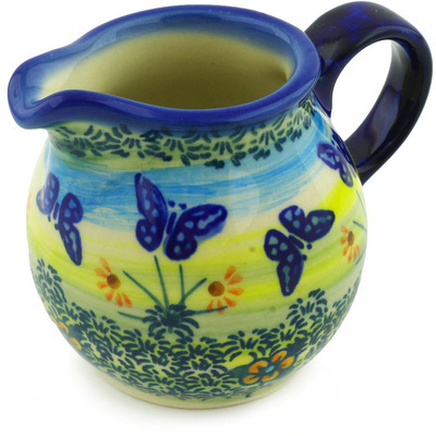 Polish Pottery Creamer 7 oz Flying Butterfly UNIKAT