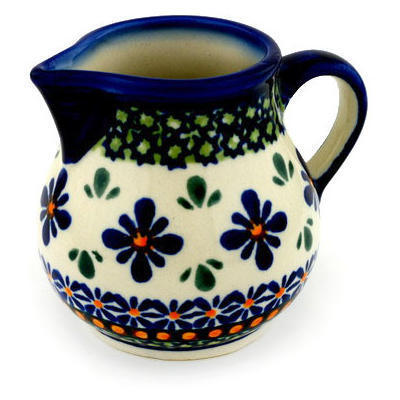 Polish Pottery Creamer 7 oz Gingham Flowers
