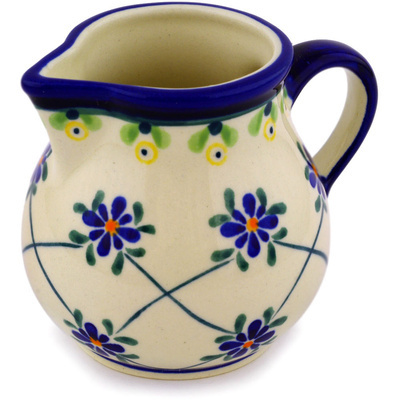 Polish Pottery Creamer 7 oz Gingham Trellis