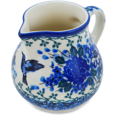 Polish Pottery Creamer 7 oz Hummingbird Blue UNIKAT