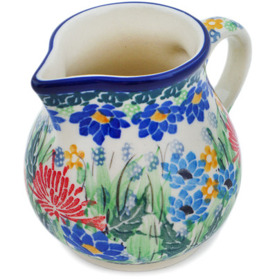 Polish Pottery Creamer 7 oz Loropetalum Garden UNIKAT