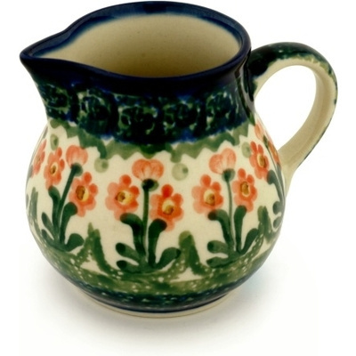 Polish Pottery Creamer 7 oz Peach Spring Daisy