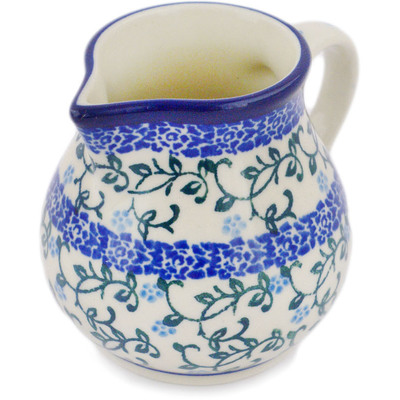 Polish Pottery Creamer 7 oz Petite Blue Vine