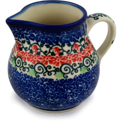 Polish Pottery Creamer 7 oz Red Ring