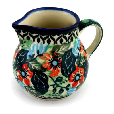 Polish Pottery Creamer 7 oz Spring Pea UNIKAT