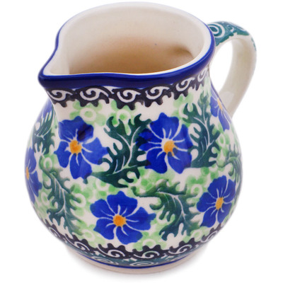 Polish Pottery Creamer 7 oz Swirling Emeralds
