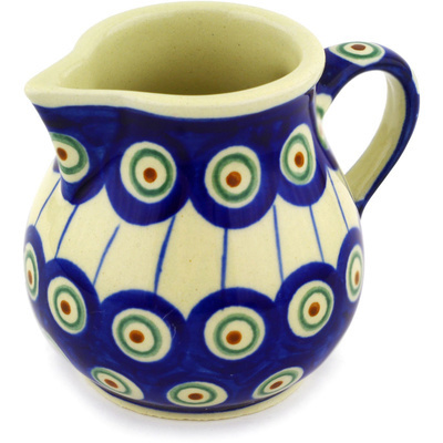 Polish Pottery Creamer 7 oz Traditional Peacock