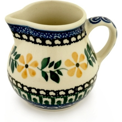 Polish Pottery Creamer 7 oz Yellow Daisy Swirls