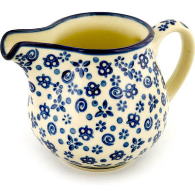 Polish Pottery Creamer 8 oz Blue Confetti