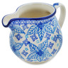 Polish Pottery Creamer 8 oz Blue Poinsettia UNIKAT