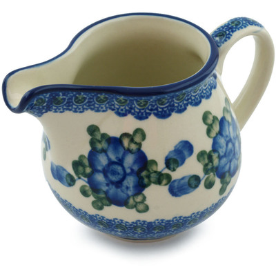 Polish Pottery Creamer 8 oz Blue Poppies