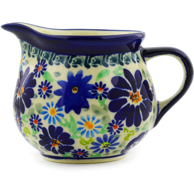 Polish Pottery Creamer 8 oz Blue Summer Garden