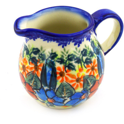 Polish Pottery Creamer 8 oz Bold Poppies UNIKAT