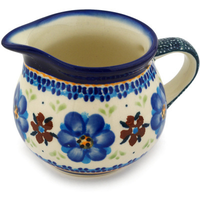 Polish Pottery Creamer 8 oz Circle The Garden UNIKAT