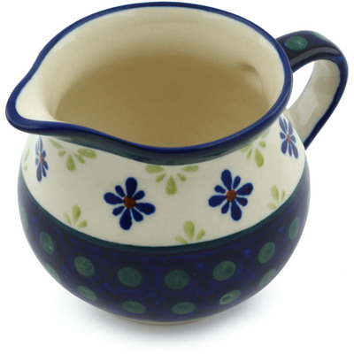 Polish Pottery Creamer 8 oz Green Gingham Peacock