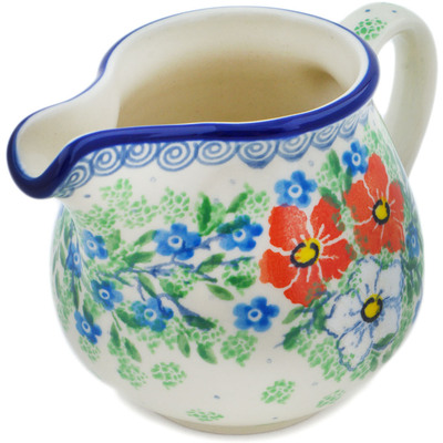 Polish Pottery Creamer 8 oz Lovely Hibiscus UNIKAT