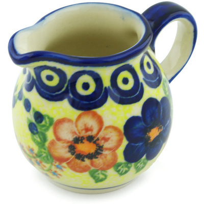 Polish Pottery Creamer 8 oz Neon Poppies