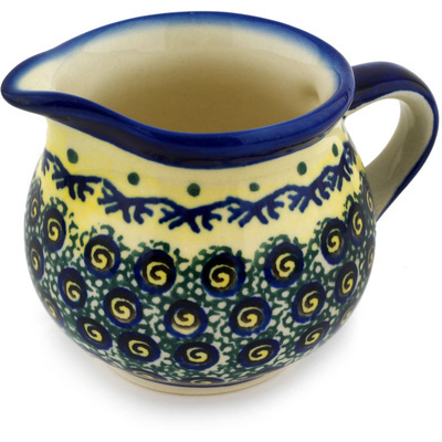 Polish Pottery Creamer 8 oz Peacock Bumble Bee