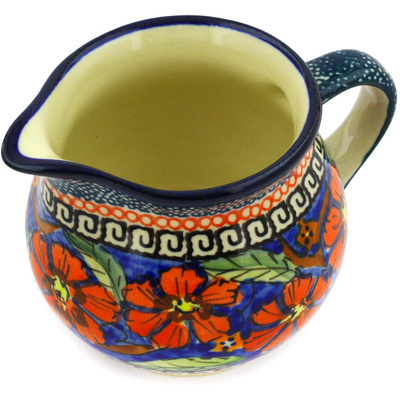 Polish Pottery Creamer 8 oz Poppies UNIKAT