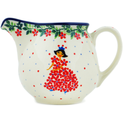 Polish Pottery Creamer 8 oz Princess In A Red Dress