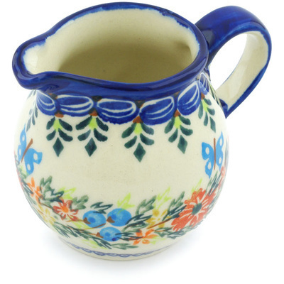Polish Pottery Creamer 8 oz Ring Of Flowers UNIKAT