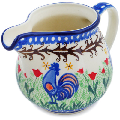 Polish Pottery Creamer 8 oz Spring Chickens UNIKAT