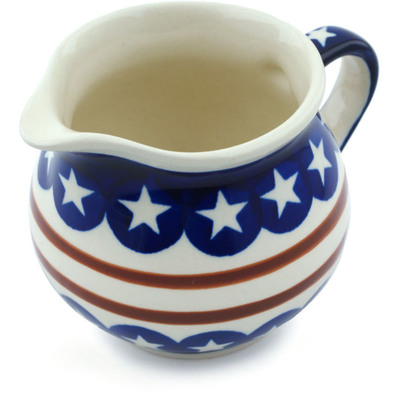 Polish Pottery Creamer 8 oz Stars And Stripes