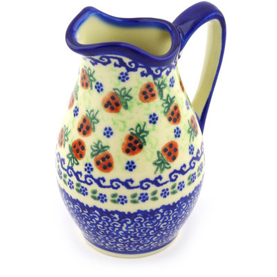 Polish Pottery Creamer 8 oz Strawberries And Cream UNIKAT