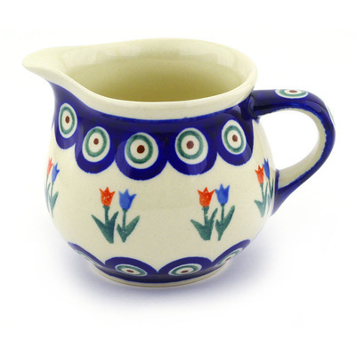 Polish Pottery Creamer 8 oz Tulip Pair Peacock