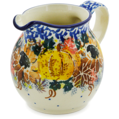 Polish Pottery Creamer Small Autumn Falling Leaves UNIKAT