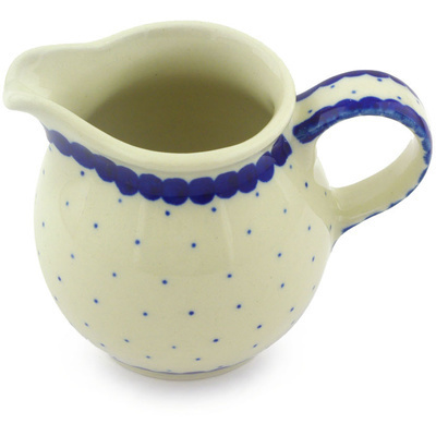 Polish Pottery Creamer Small Blue Polka Dot