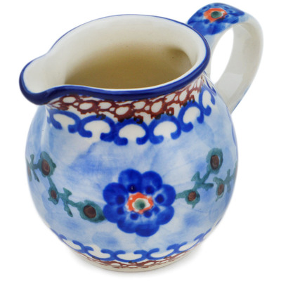 Polish Pottery Creamer Small Blue Poppy Circle UNIKAT