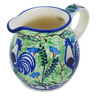 Polish Pottery Creamer Small Blue Rooster UNIKAT