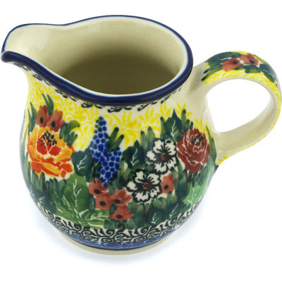 Polish Pottery Creamer Small Copper Rose Meadow UNIKAT