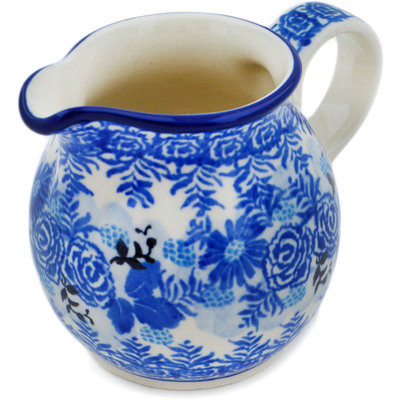 Polish Pottery Creamer Small Frosted Bouquet UNIKAT