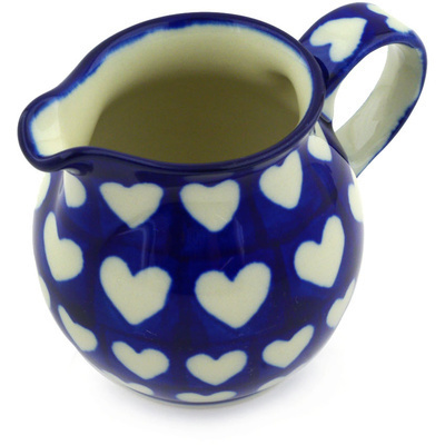 Polish Pottery Creamer Small Hypnotic Hearts