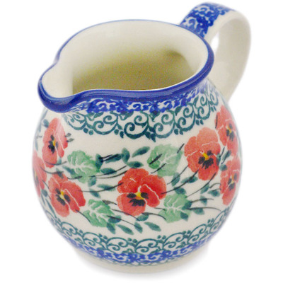Polish Pottery Creamer Small Red Pansy