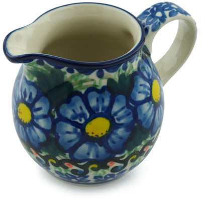 Polish Pottery Creamer Small Regal Peacock UNIKAT