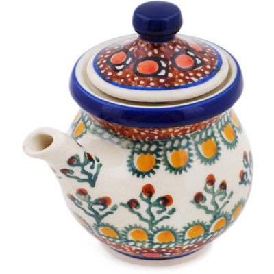Polish Pottery Creamer with Lid 5 oz Cranberry Medley UNIKAT