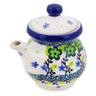 Polish Pottery Creamer with Lid 5 oz Green Chrysanthemums UNIKAT