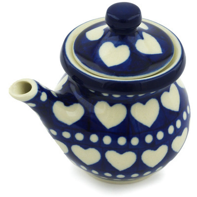 Polish Pottery Creamer with Lid 5 oz Heart To Heart