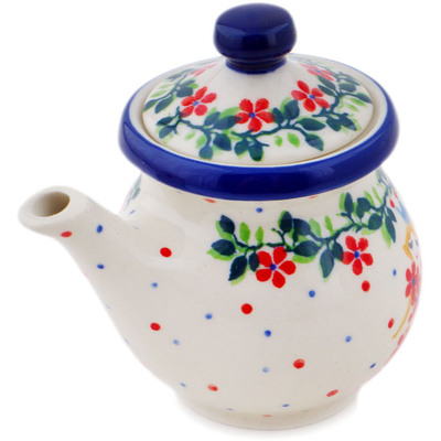 Polish Pottery Creamer with Lid 5 oz Princess In A Red Dress