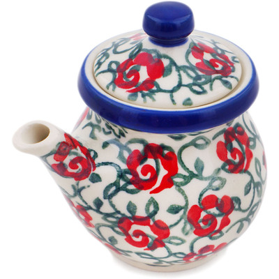 Polish Pottery Creamer with Lid 5 oz Rose Vines UNIKAT