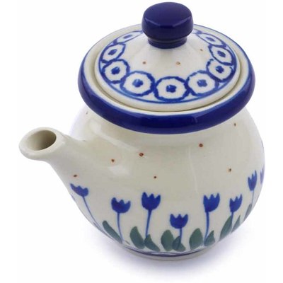 Polish Pottery Creamer with Lid 5 oz Water Tulip